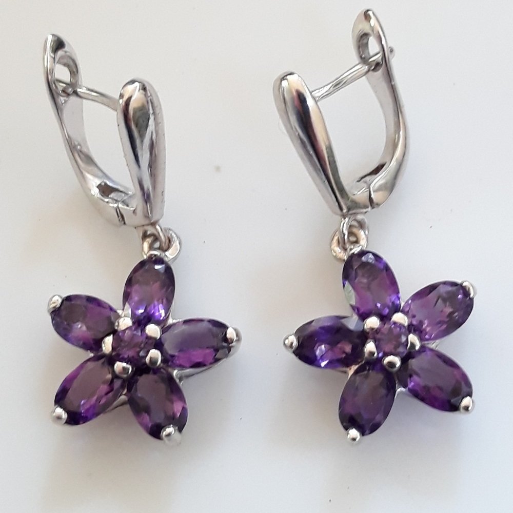 Deep Purple Uruguay Amethyst Silver Earrings